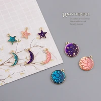 diy jewelry accessories alloy oil drop universe series star sky star moon pendant earrings pendant hand made materials