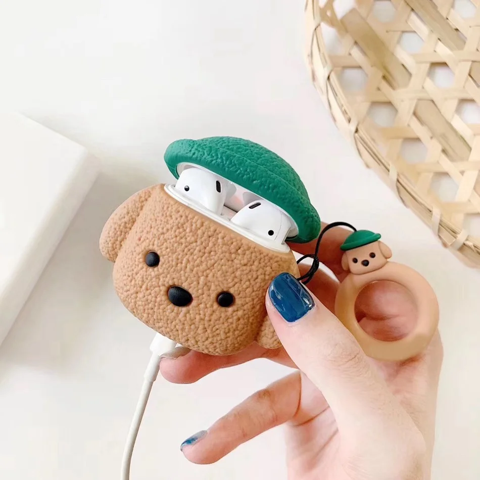 Чехол для AirPods, милый мультяшный силиконовый чехол для Apple Airpods 2, чехол для наушников, сумка для наушников, чехол с кольцом