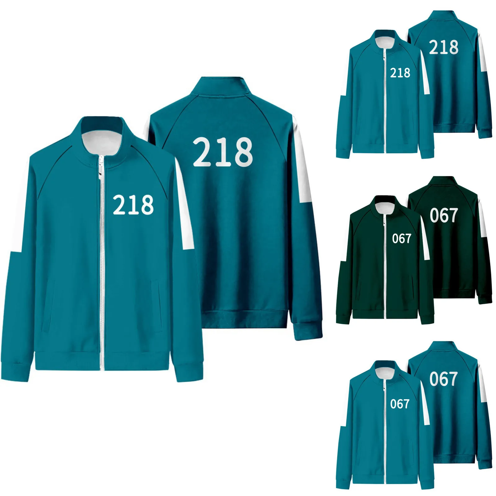 

Squid Game Same Print Zipper Top Squid Game Round Six Digital 001 218 Printing Autumn Winter Sports Zipper Pocket Cardigan