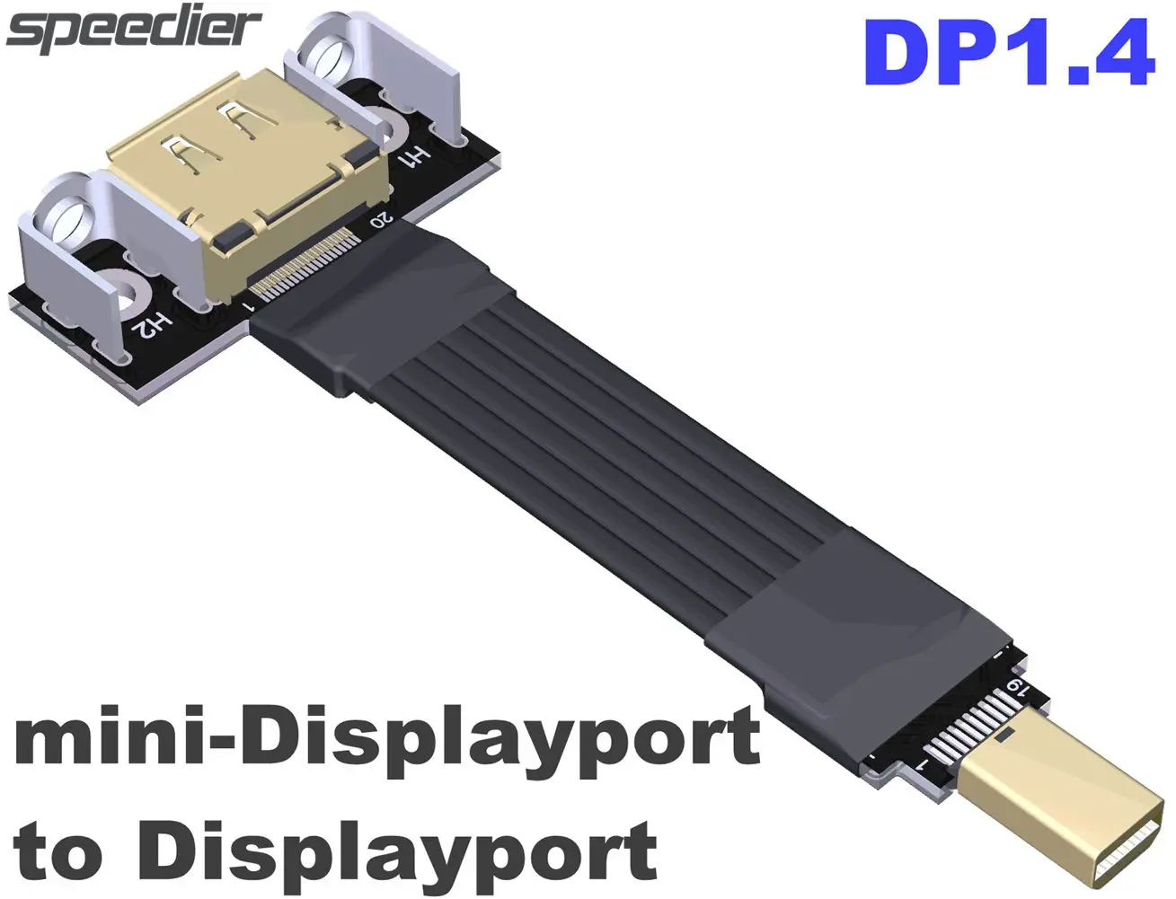 

New DisplayPort Ribbon Extension Cable Male-Female DP1.4 To Mini DP Flat EMI Shielding FPV Adapter Cable 1.4 With Fixing Bracket