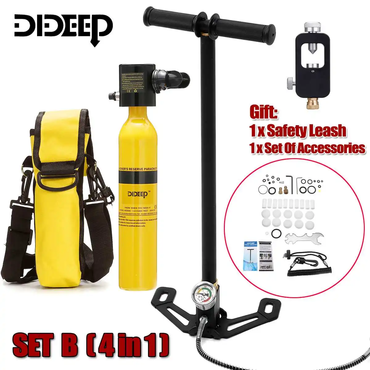 DIDEEP Diving System Mini Scuba Air Tank Scuba Oxygen Cylinder Reserve Air Tank Pump Aluminum Box Snorkeling Diving Equipment