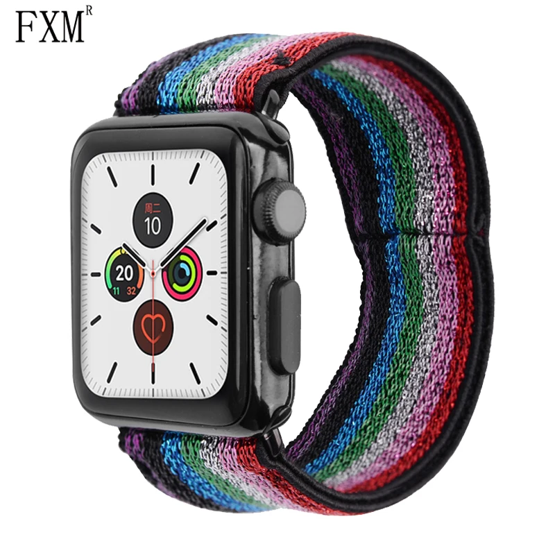 Эластичный ремешок для apple watch 40 мм 38 44 42 iwatch series 5/4/3/2/1 двухслойный растягивающийся