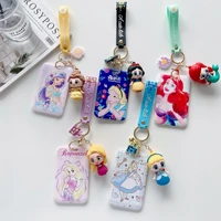 cute disney cartoon princess snow white student key chain card mermaid bus card key chain pendant bag keyring new
