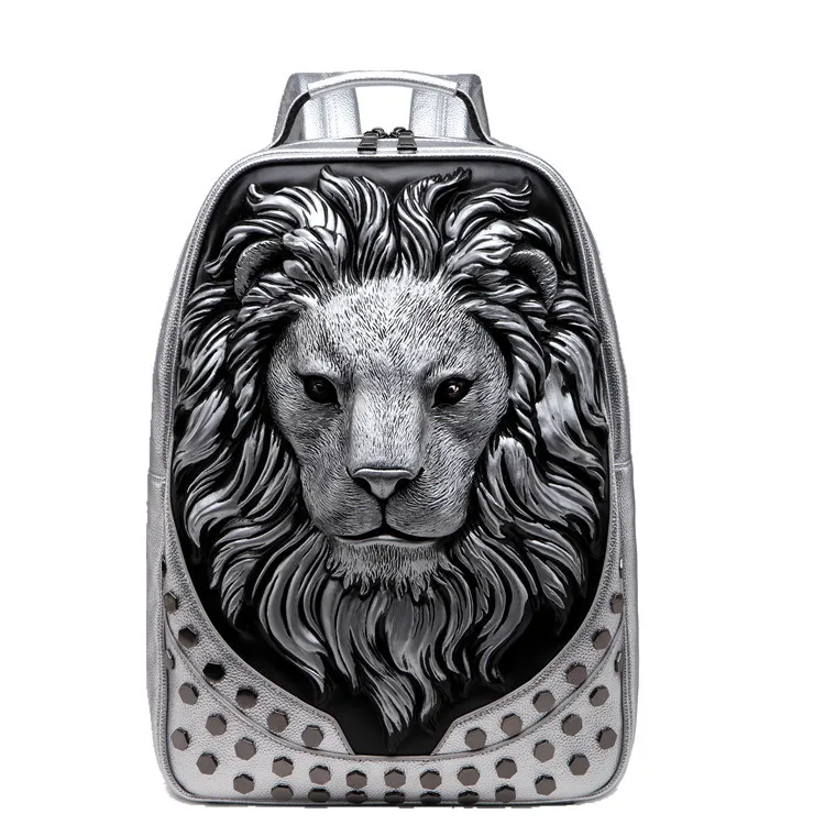 Backpack male European and American fashion personality rivet creative lion computer backpack