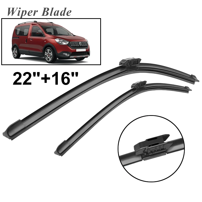 

Щетки стеклоочистителя okoстеклоочистителя RHD и LHD для Dacia Dokker 2016-2018, лобовое стекло, переднее стекло, 22 + 16 дюймов