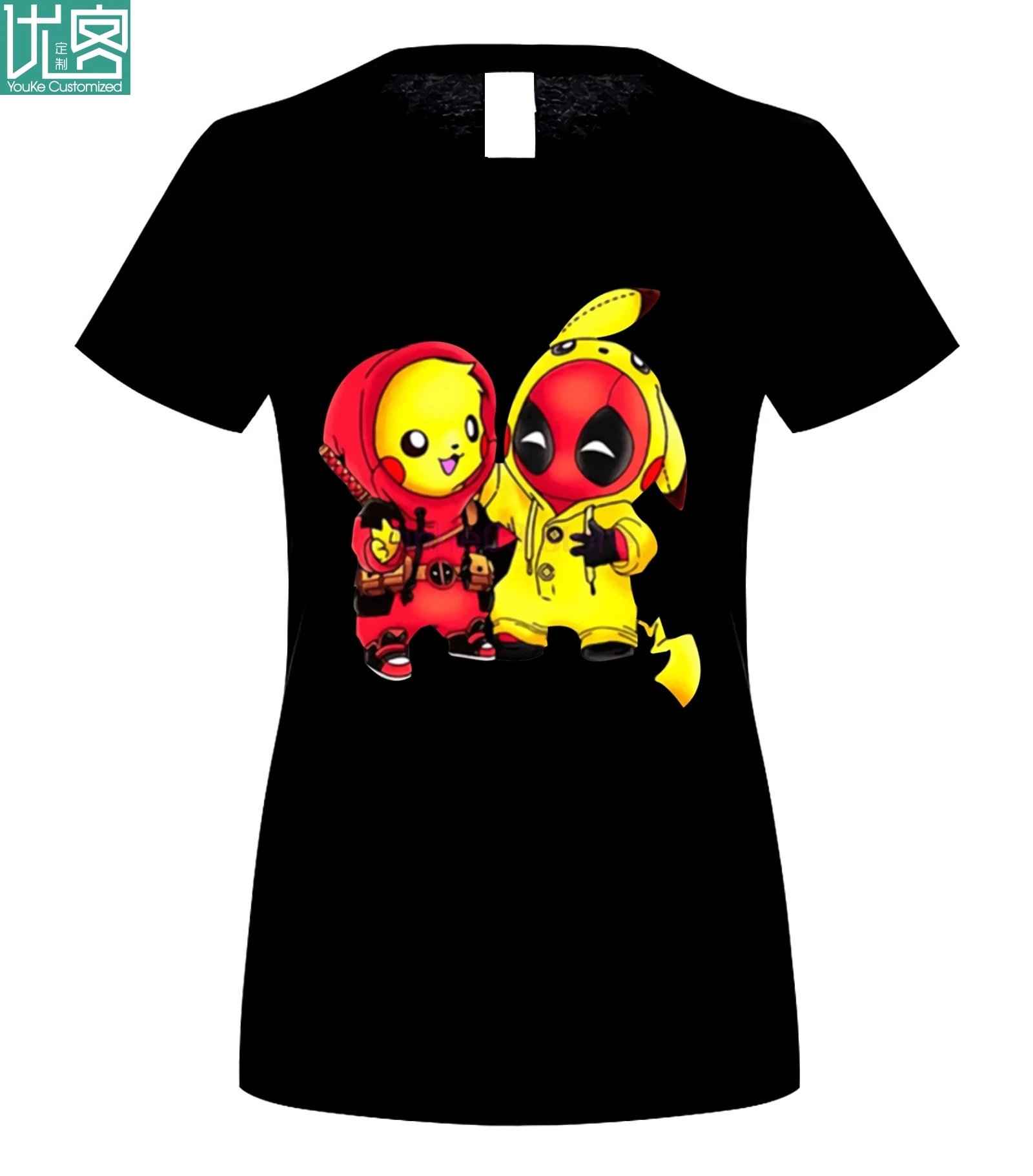 Мужская хлопковая футболка с коротким рукавом летняя принтом Pika Chu Deadpool 2019 -