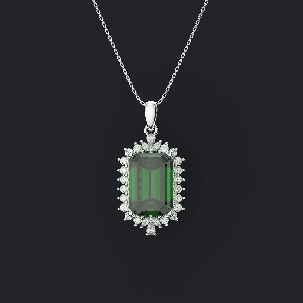 GENUINEGEM изысканное Серебро 925 ювелирное ожерелье зелёный Изумрудный камень Длинная подвеска ожерелье s для женщин вечерние подарок на Рождество