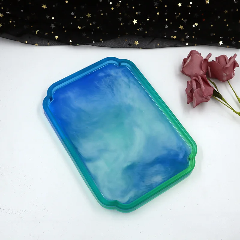 

2021 New Resin Silicone Mould Diy Crystal Dropping Mould Plum Blossom Octagonal Tray Fruit Bowl Storage Plate Molds DropShipping
