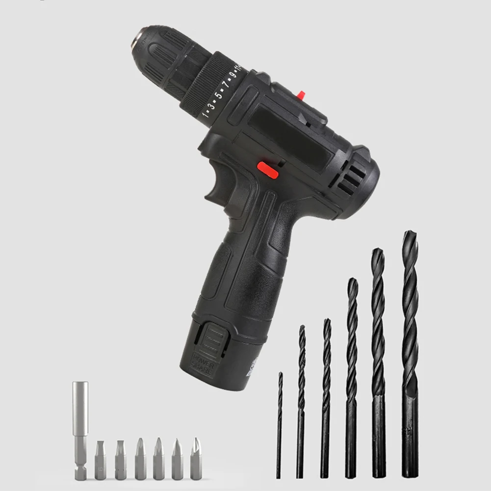 

12V Cordless Drill Electric Screwdriver Mini Wireless Power Driver Rechargeable 1300mAh Li-Ion with Accessories Hard Box