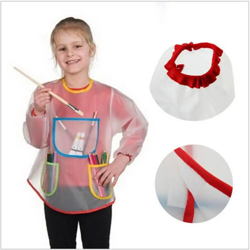 

Multi-Pocket Waterproof Baby Clear Long Sleeve DIY Artist Painting Smock Apron