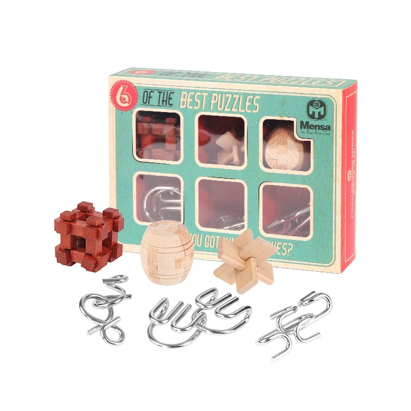 Mensa 6 Of The Best Puzzles IQ Mind Brain Teaser Wooden And Metal Game | Игрушки и хобби