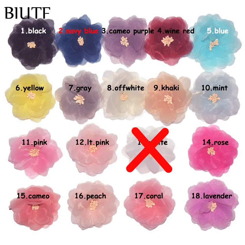 100 шт./лот 2 дюймов ткань тюль шелк цветок заколка для волос Оптовая продажа