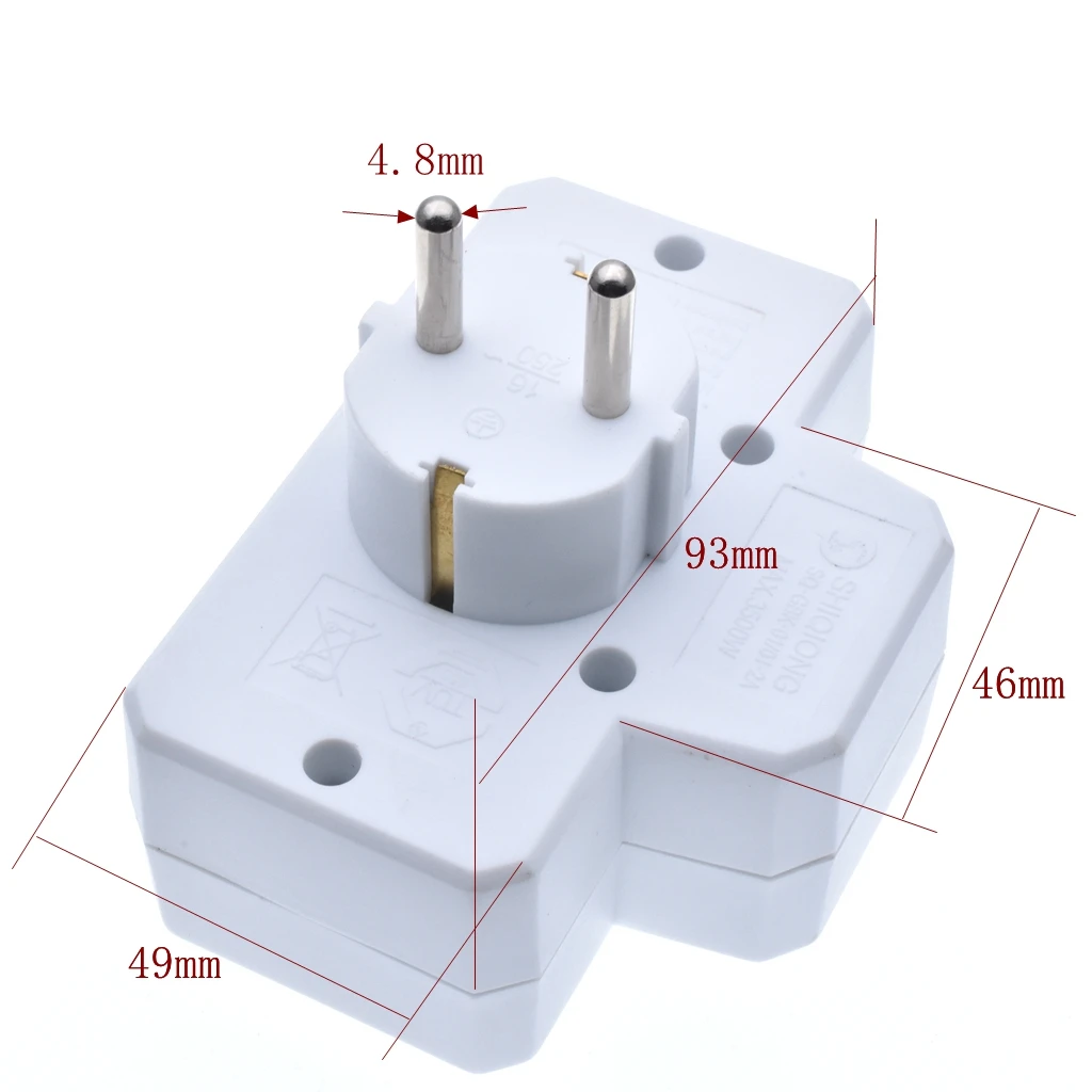 Штепсельная Вилка Европейского типа с 1 на 3 способами европейский стандартный