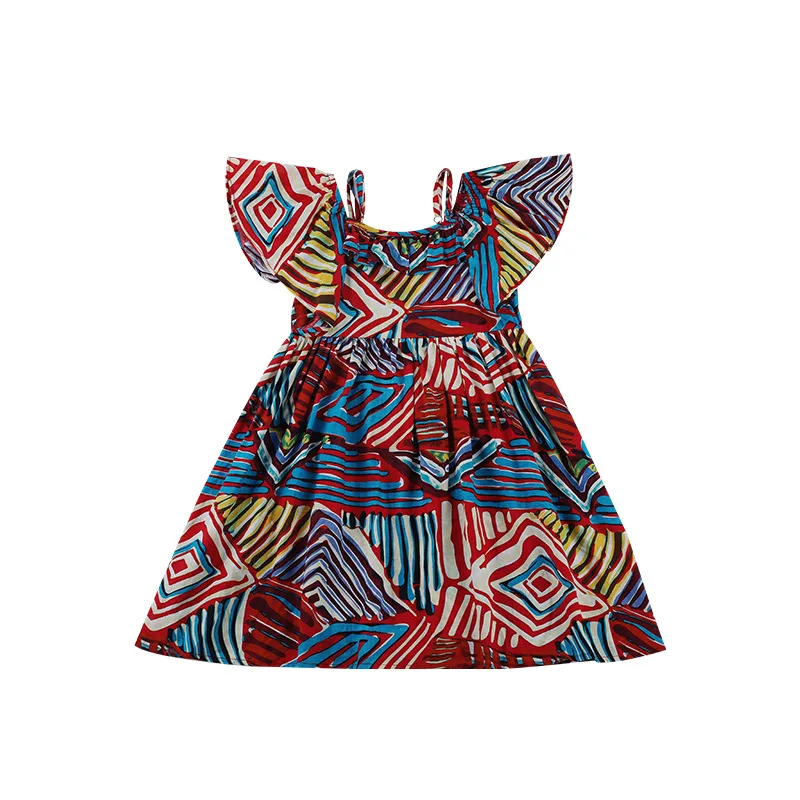 

2021 Daughter and Mother Summer Parent-child Clothes One-shoulder Short-sleeved Casual Printed Dress Mommy and Me Clothes