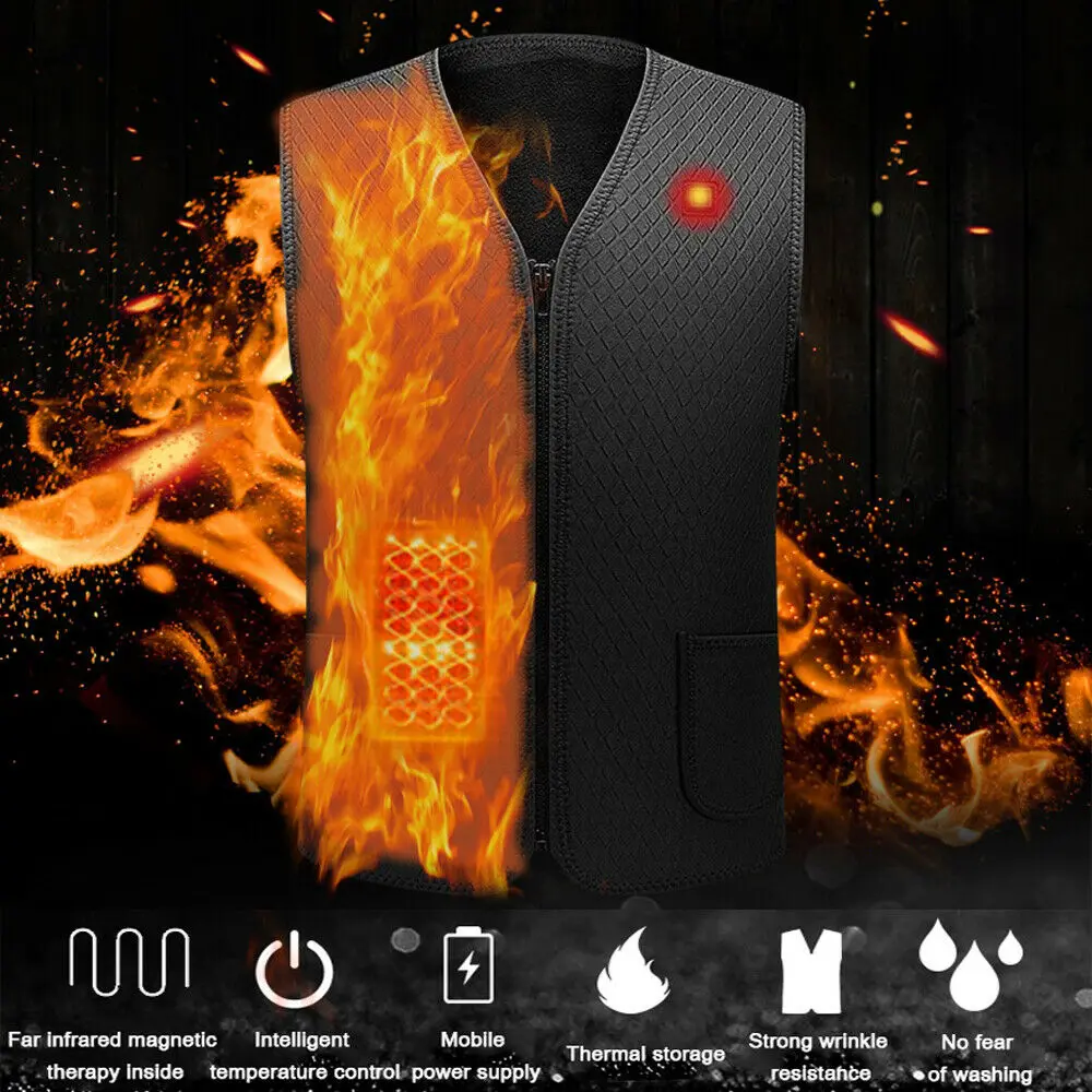 

lectric USB Men Women Thermal Heating Coat Heated Vest Winter Body Warm Electric Jacket