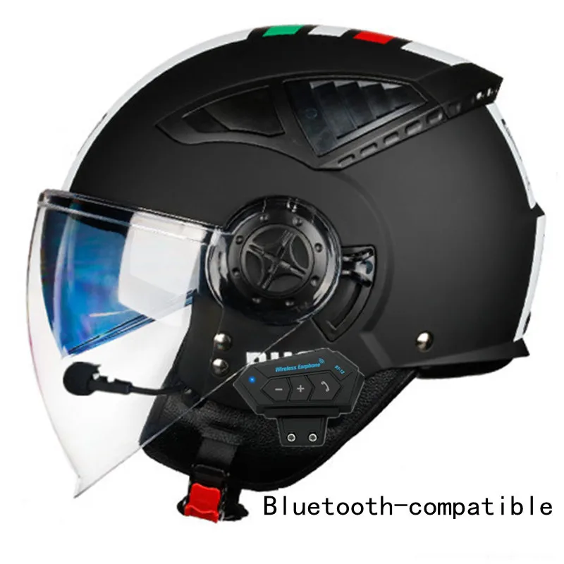 

Bluetooth-compatible Motorcycle Helmet Open Face Moto Racing Capacete Para Motocicleta Motorbike Helmets With Dual Lens Visors