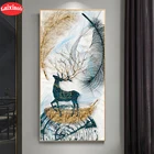 5D алмазная живопись сделай сам, абстрактное искусство, олень, перья, вышивка крестиком, полная квадратнаякруглая Алмазная вышивка, мозаичная живопись