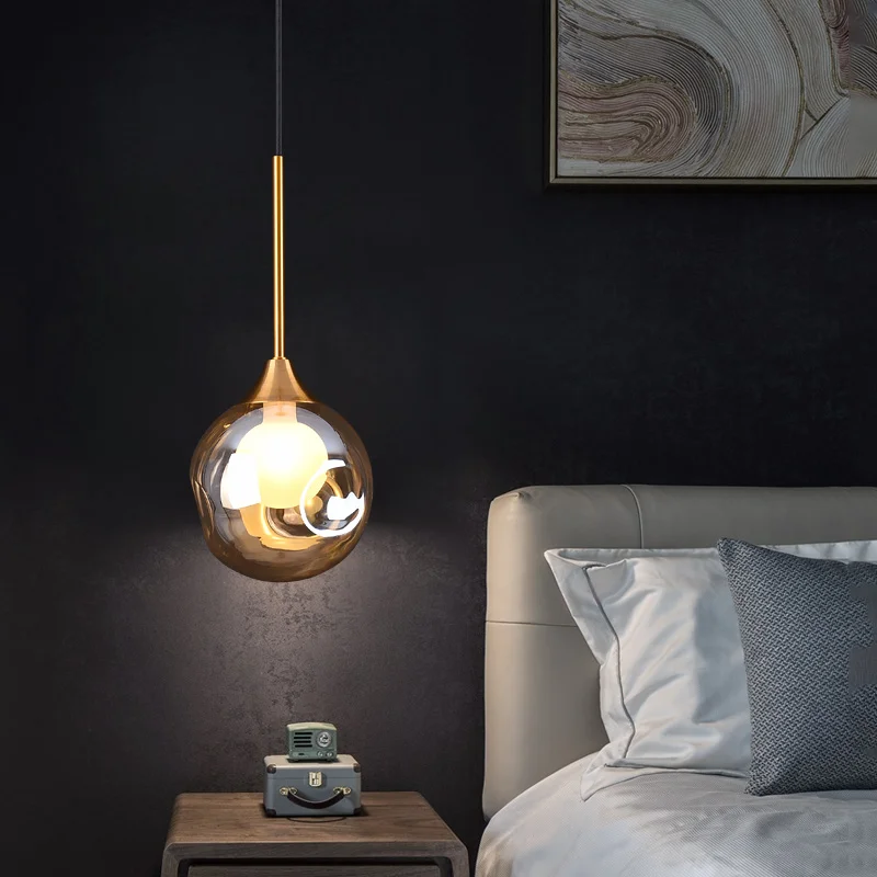 

Long Strip Dining Room Lamp Single Head Bedside Chandelier Light Luxury Net Red Lamps Nordic New Chandelier