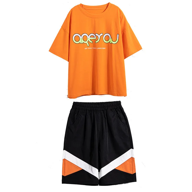 

Kids boys summer cotton 2pcs suit new short-sleeved T-shirt shorts new big virgin shirt 4-12 years old