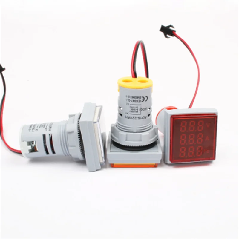 3in1 Voltmeter Ammeter Hz Indicator 22mm Digital AC 60-500V 0-100A 20-75Hz Current Frequency Meter Voltage Amp Led Lamp | Обустройство