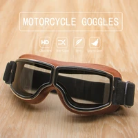 best selling retro leather motorcycle goggles folding cruiser goggles off road helmet wind mirrors 2 colors leather 4 lenses