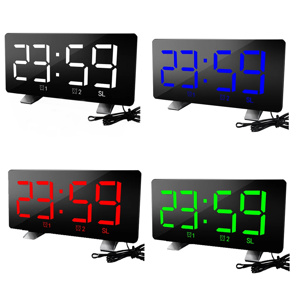 

Digital Clock Large Display, LED Electric Alarm Clocks Mirror Surface for Makeup with Dimming Mode, 3 Levels Brightness