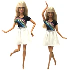 Кукла NK One Set, повседневная Радужная одежда с топом и платьем, модная одежда для Барби, аксессуары для кукол, повседневный набор, детская игрушка, подарок для девочки, 308A 12X