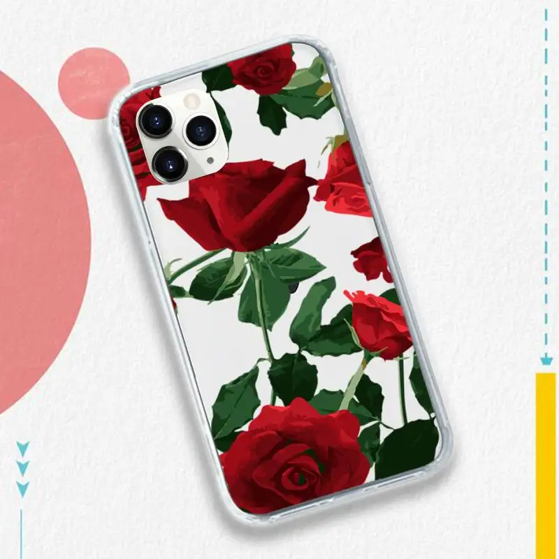 

Vintage flower rose Phone Cases Transparent soft For iphone 5 5s 5c se 6 6s 7 8 11 12 plus mini x xs xr pro max