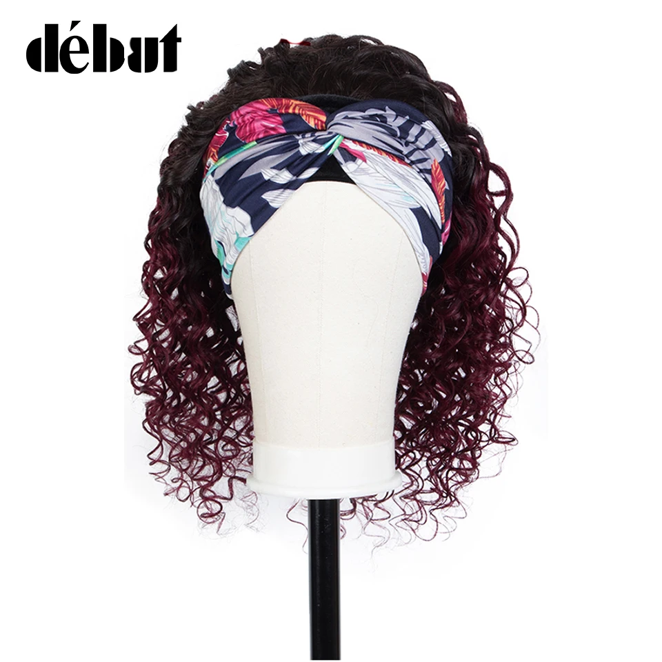 

Debut Ombre Kinky Curly Bob Human Hair Wigs T1B99J Headband Wigs For Black Women Brazilian Deep Wave Glueless Short Cheap Wigs
