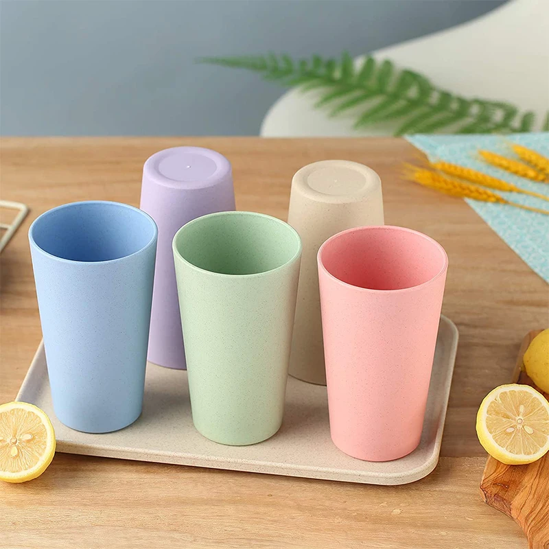 

Obelix New Wheat Straw Water Cup Suit Multi-Functional Coffee Glue Plastic Cup Drinking Glass Kids Cups Sets Reusable Bright