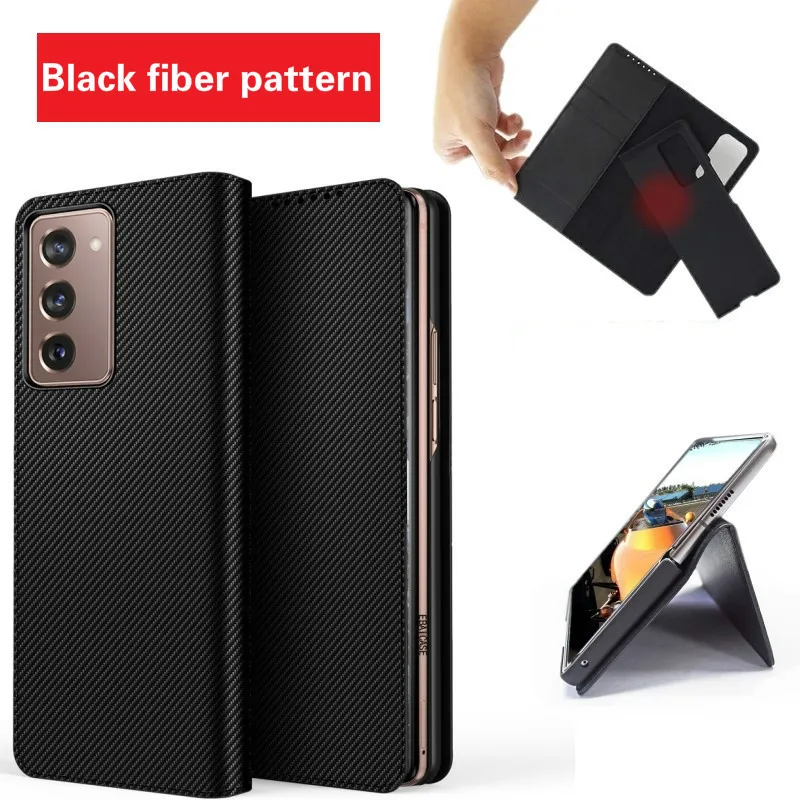 luxury genuine leather case for samsung galaxy z fold 2 5g case card pocket flip cover shockproof shell for galaxy z fold2 case free global shipping