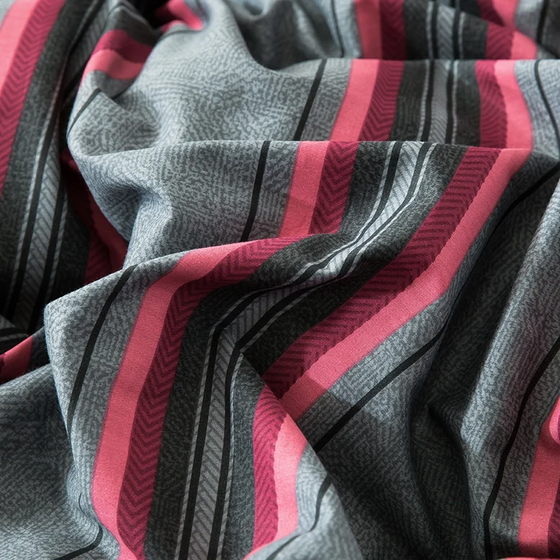 

100%Cotton 4Pcs Queen King size Duvet Cover Set Gingham Plaid Geometric Stripe Pattern Bedding set Flat/Fitted Sheet Pillowcases