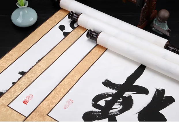 012 Chinese calligraphy Pure handwritten inspirational hanging painting works Xuan paper scroll | Дом и сад