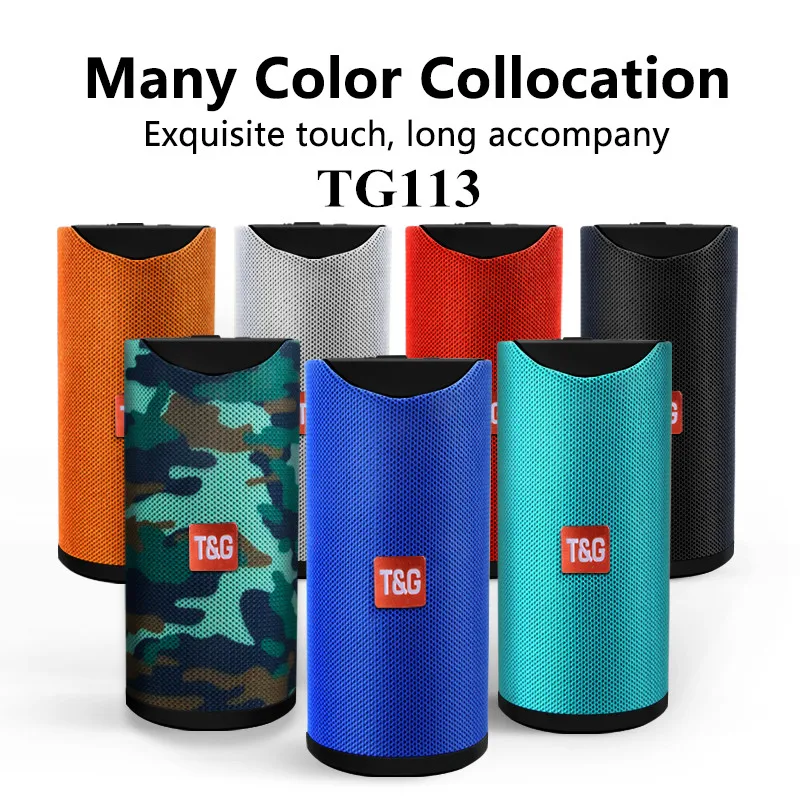 

TG Bluetooth Speaker Portable Outdoor Loudspeaker Wireless Mini Column 3D 10W Stereo Music Surround Support FM TFCard Bass Box