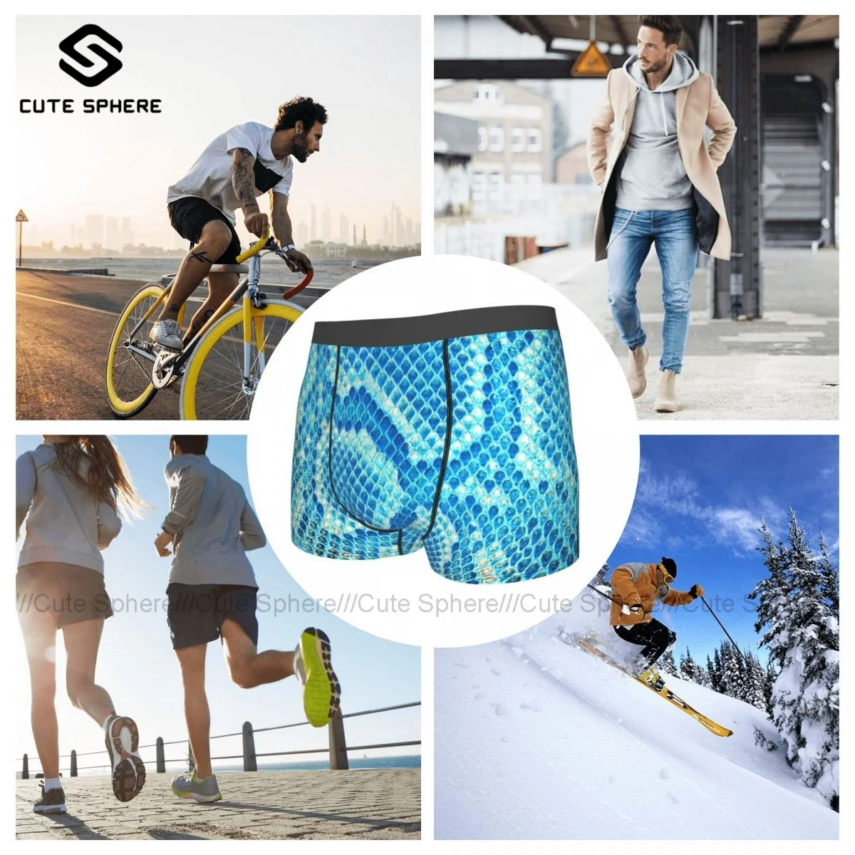 

Snakeskin Underwear Print Polyester Pouch Trunk Hot Man Plain Boxer Brief