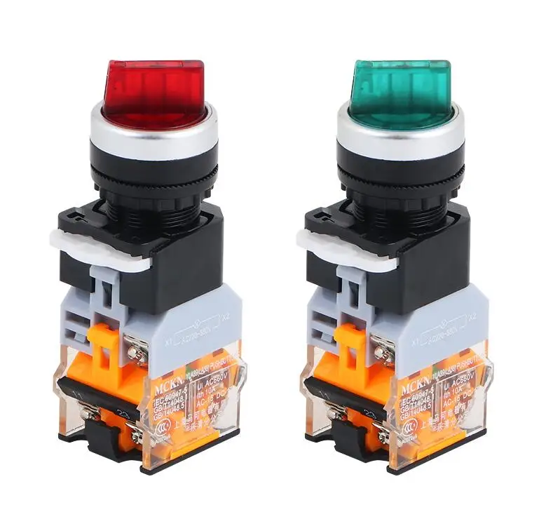 

LA38 Switch with LED selection switch 22mm LA38-11XD 2 position (1NO 1NC) 3 position (2NO) latching LED knob switches