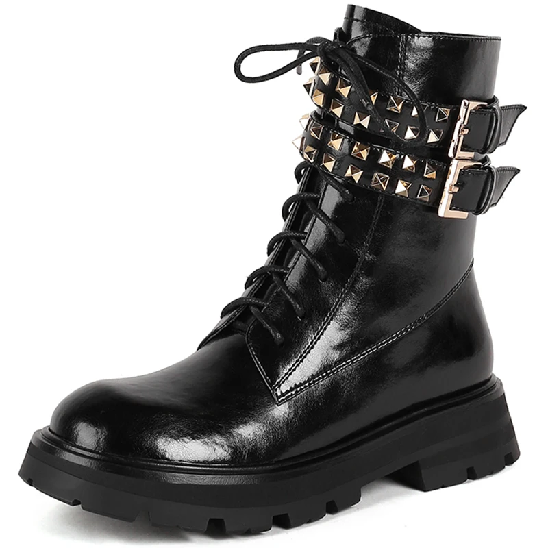 

Autumn Winter Ankle Martin Boots Women Shoes Thick Bottom Black White Round Toe Footwear Fashion Eelgant Shoes Women Cool A183