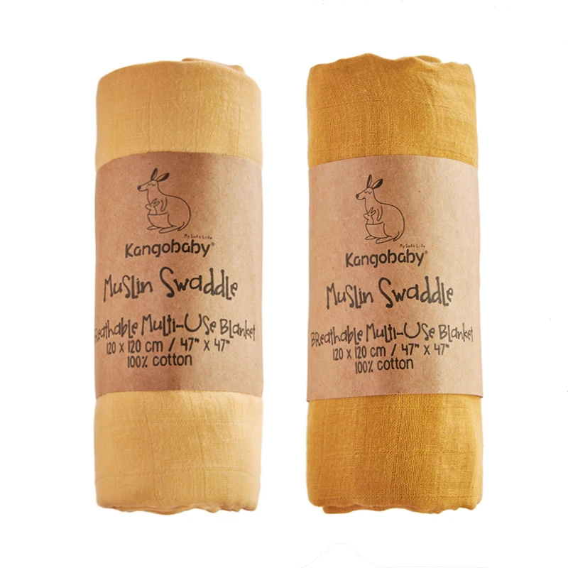 

2pcs Set Solid Color Reusable Soft Breathable Baby Muslin Swaddle Blanket