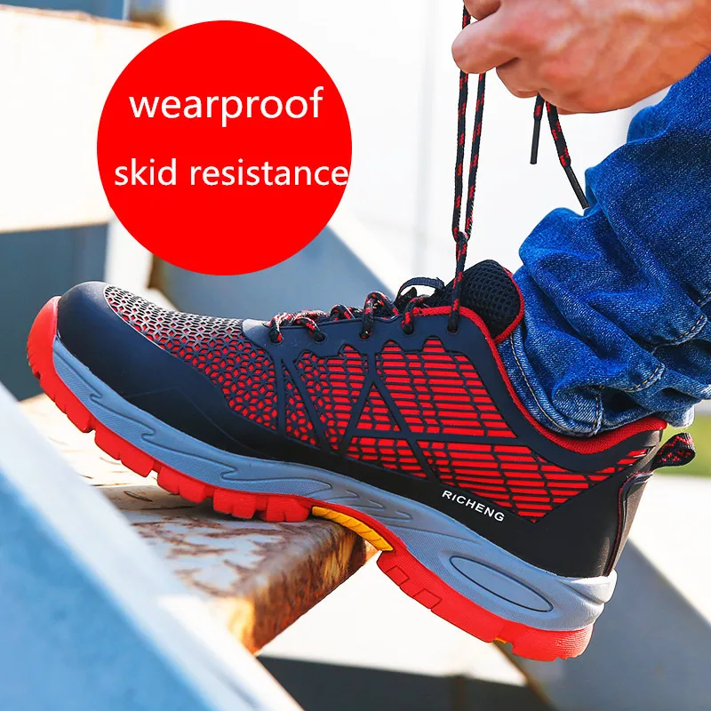 

Men's Breathable Work Safety Shoes for Men Anti-smashing Anti-Puncture Safety Shoes Insulation Male Safety Boots Man Sneakers
