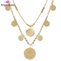 islamic muslim 18k gold jewelry coin women necklace arab africa middle east wedding pendant party event gift wholesale
