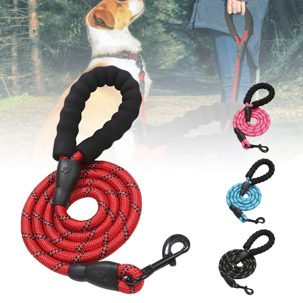 

Pet Leash Reflective Strong Dog Leash 1.5M Long with Comfortable Padded Handle Heavy Duty Training Durable Nylon Rope Leashes