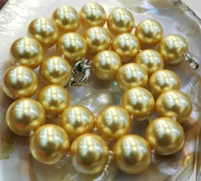 

16mm Golden South Sea Shell Pearl Necklace 18" AAA+