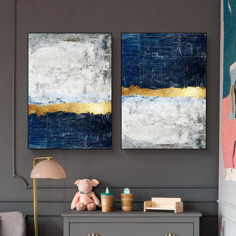 Современная мебель для отеля большой масштаб Золотая стена сцена дизайн холст