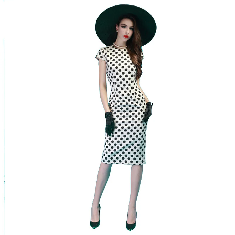 

2021 New Women Summer Dresses Summer Fashion Elegant Dot Pencil Party Business Summer Dresses Size S M L XL XXL