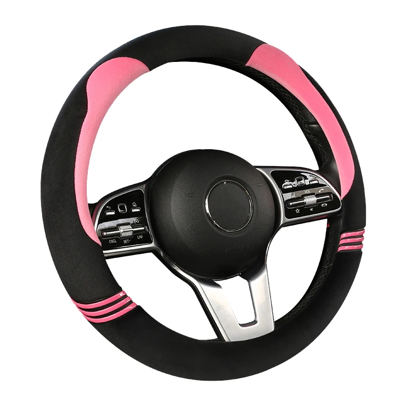 

5 Colors Car Steering Wheel Covers Wrap For Girl Woman Cute Soft Plush Cartoon Ears Braid on the Steering-wheel Auto Protector