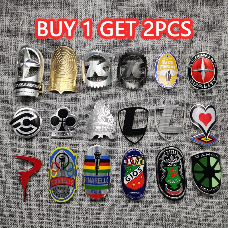 

2 Pieces Bike Head Badge Aluminum Decals Stickers For MTB BMX Folding Bicycle Front Frame Cycling Accessories emblem bike