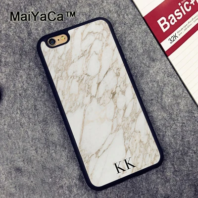 370 MaiYaCa монограмма индивидуальный мрамор инициалы задняя крышка Fundas для iPhone XR XS Max X 11 Pro MAX 6 6S 7 8 Plus 5S чехол - Цвет: 370