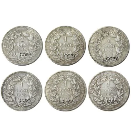 

France 1Franc A Set Of(1853-1863A) Silver Plated Copy Coins