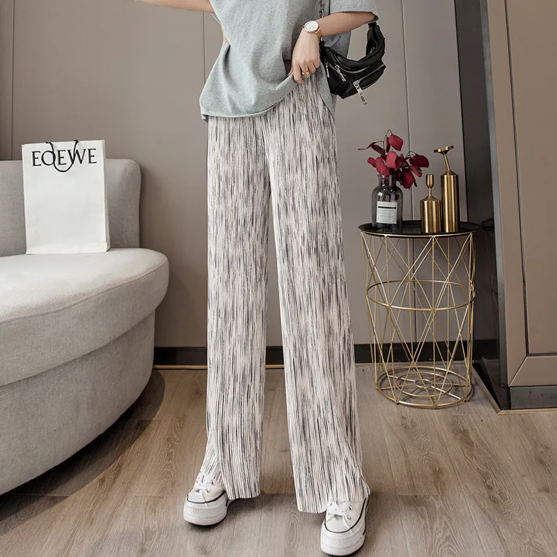 

New Fashion Wide Leg Pants Women's High Waist Straight Leg Loose Pleated Pants Mopping Floor Casual Pants