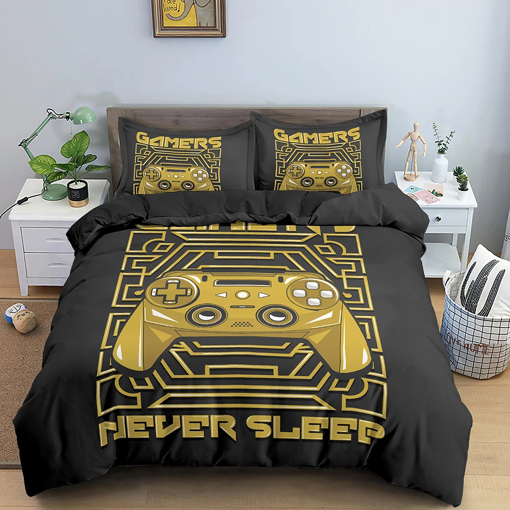 

Fashion 3D Printed Game Bedding Set Adults Teens Gamer Duvet Cover With Pillowcase Game Handle Bedclothes Queen King Single Size